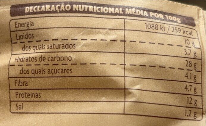 Foto da tabela nutricional