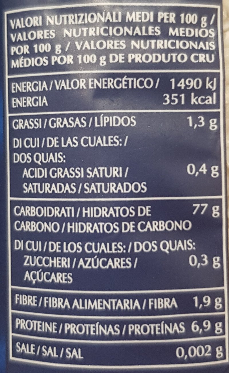 Foto da tabela nutricional