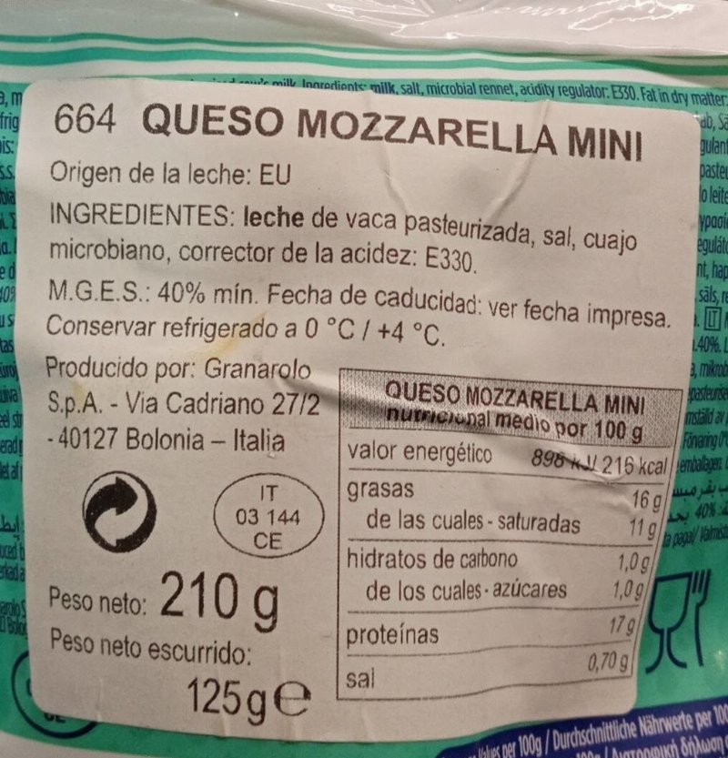 Foto da tabela nutricional