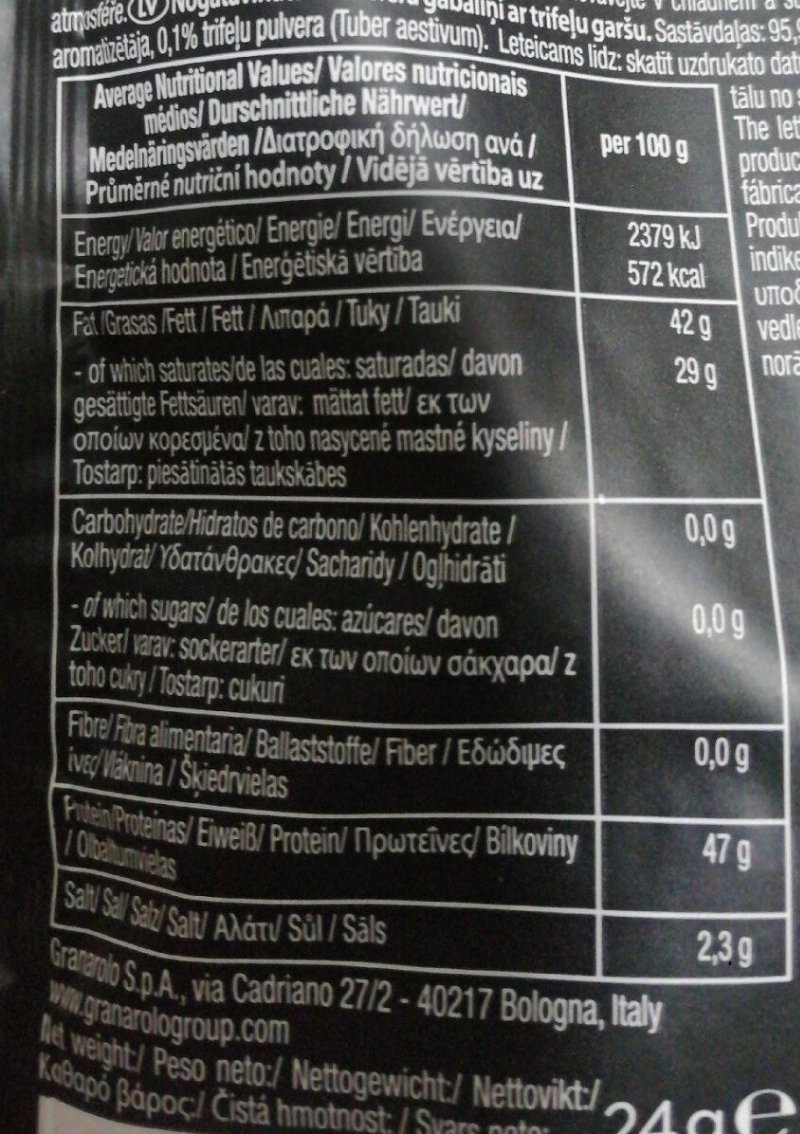 Foto da tabela nutricional