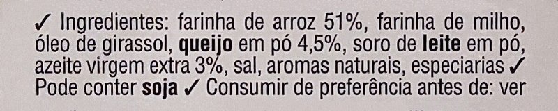 Foto da lista de ingredientes