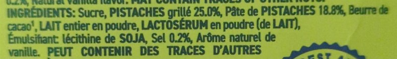 Foto da lista de ingredientes