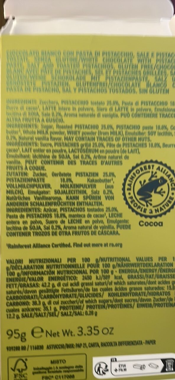 Foto da tabela nutricional