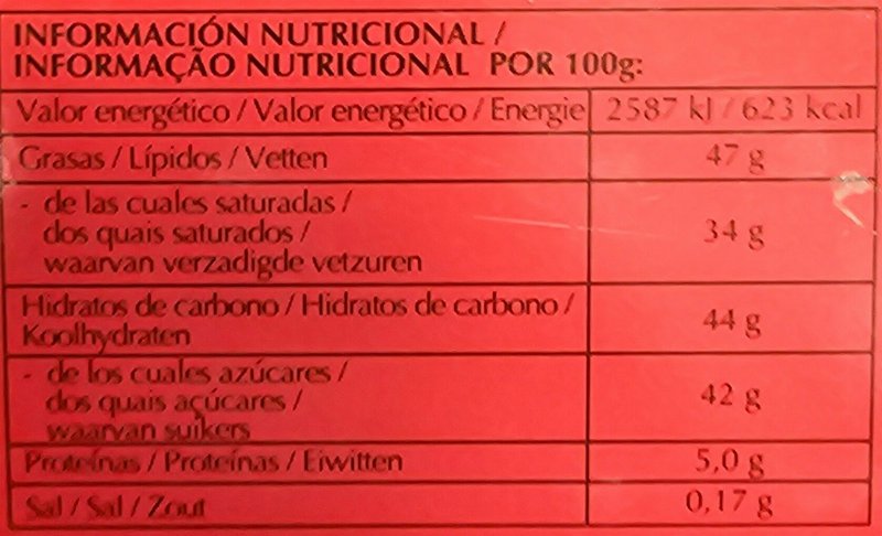 Foto da tabela nutricional