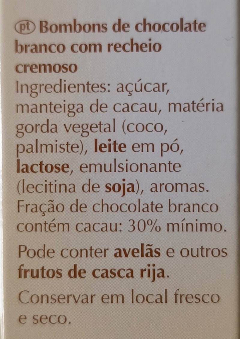Foto da lista de ingredientes