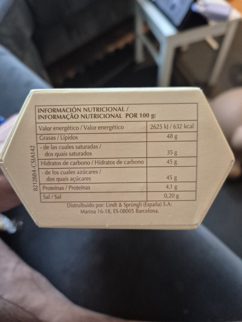 Foto da tabela nutricional