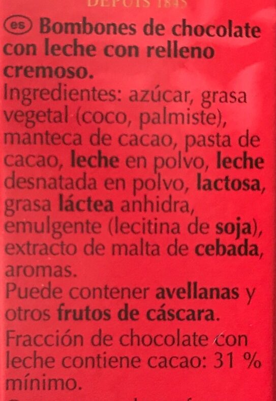 Foto da lista de ingredientes