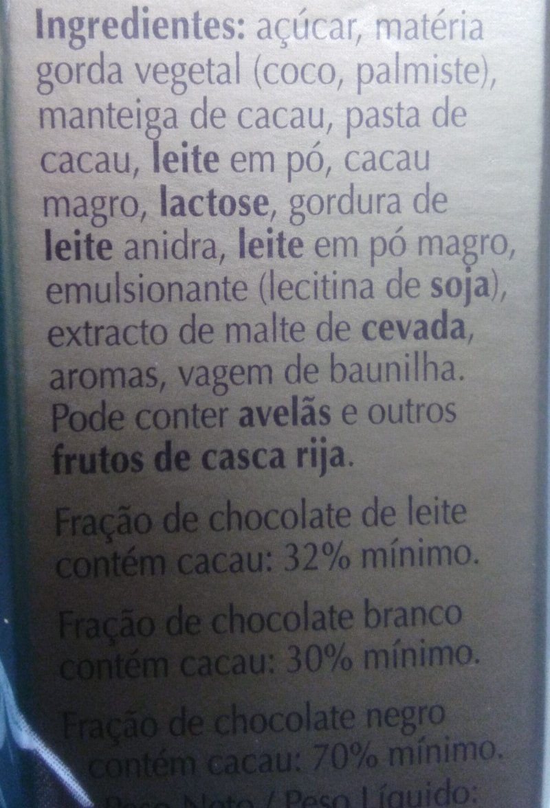 Foto da lista de ingredientes