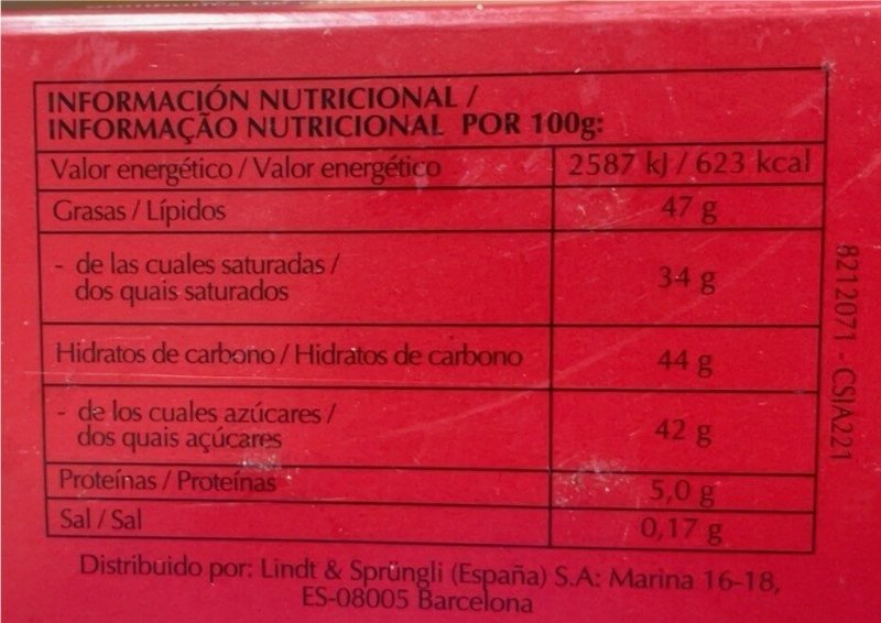 Foto da tabela nutricional
