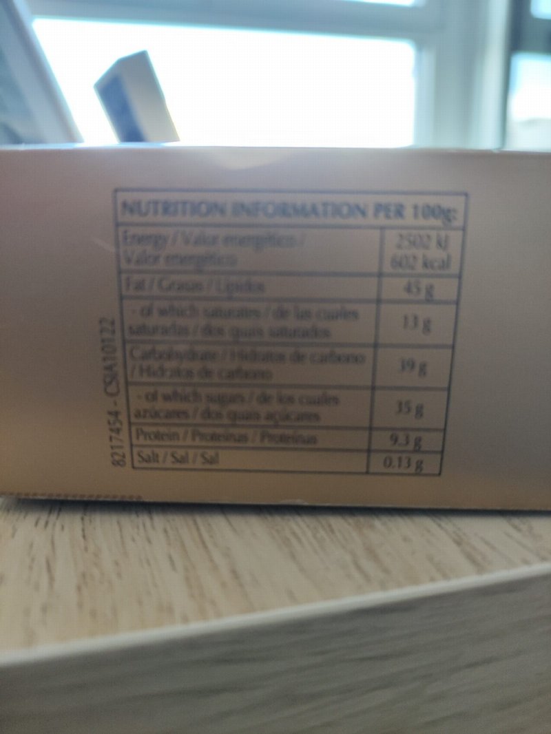 Foto da tabela nutricional