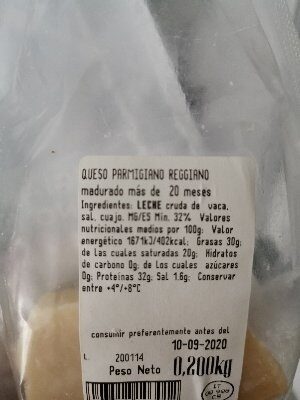 Foto da lista de ingredientes