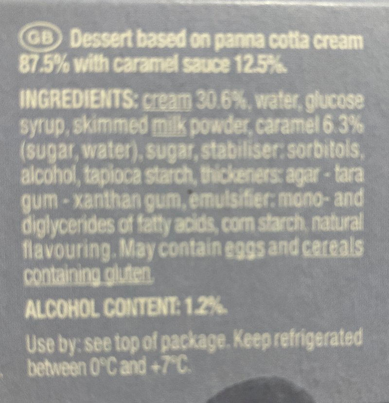 Foto da lista de ingredientes