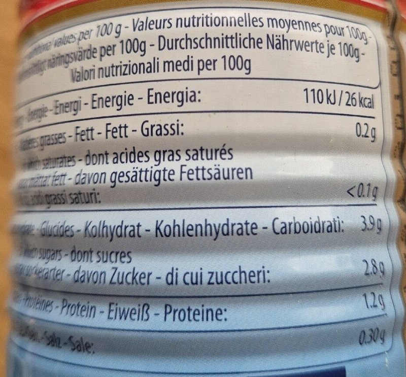 Foto da tabela nutricional