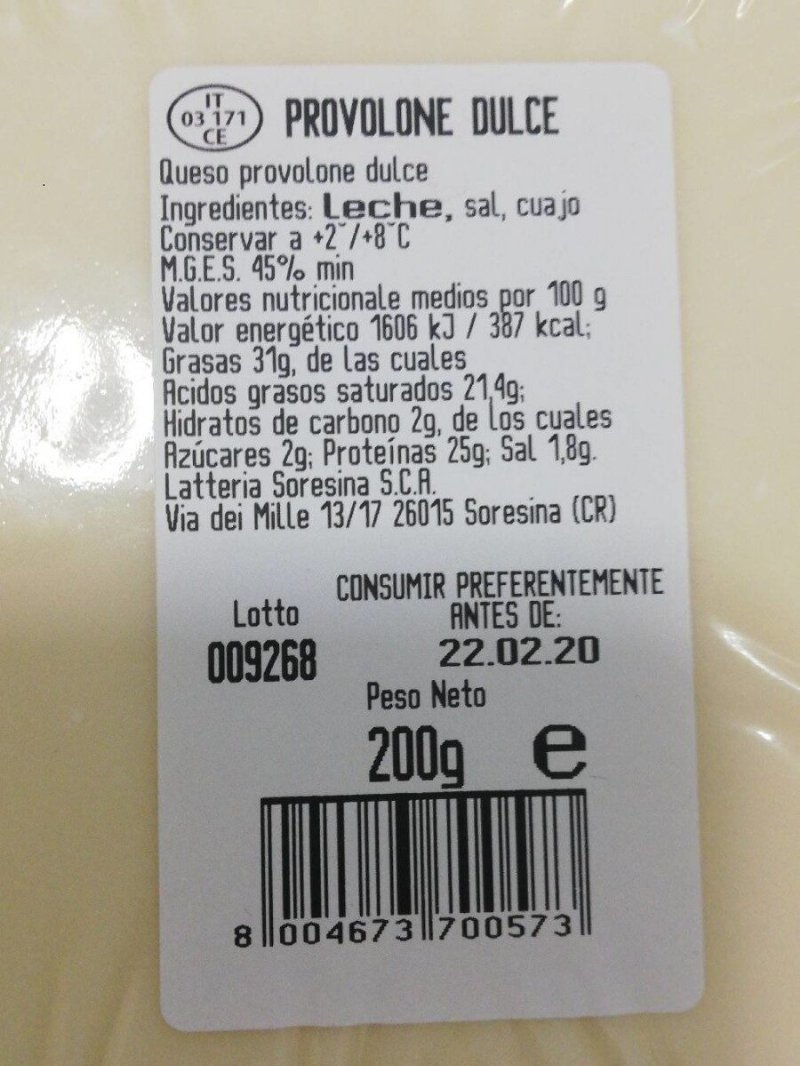 Foto da tabela nutricional