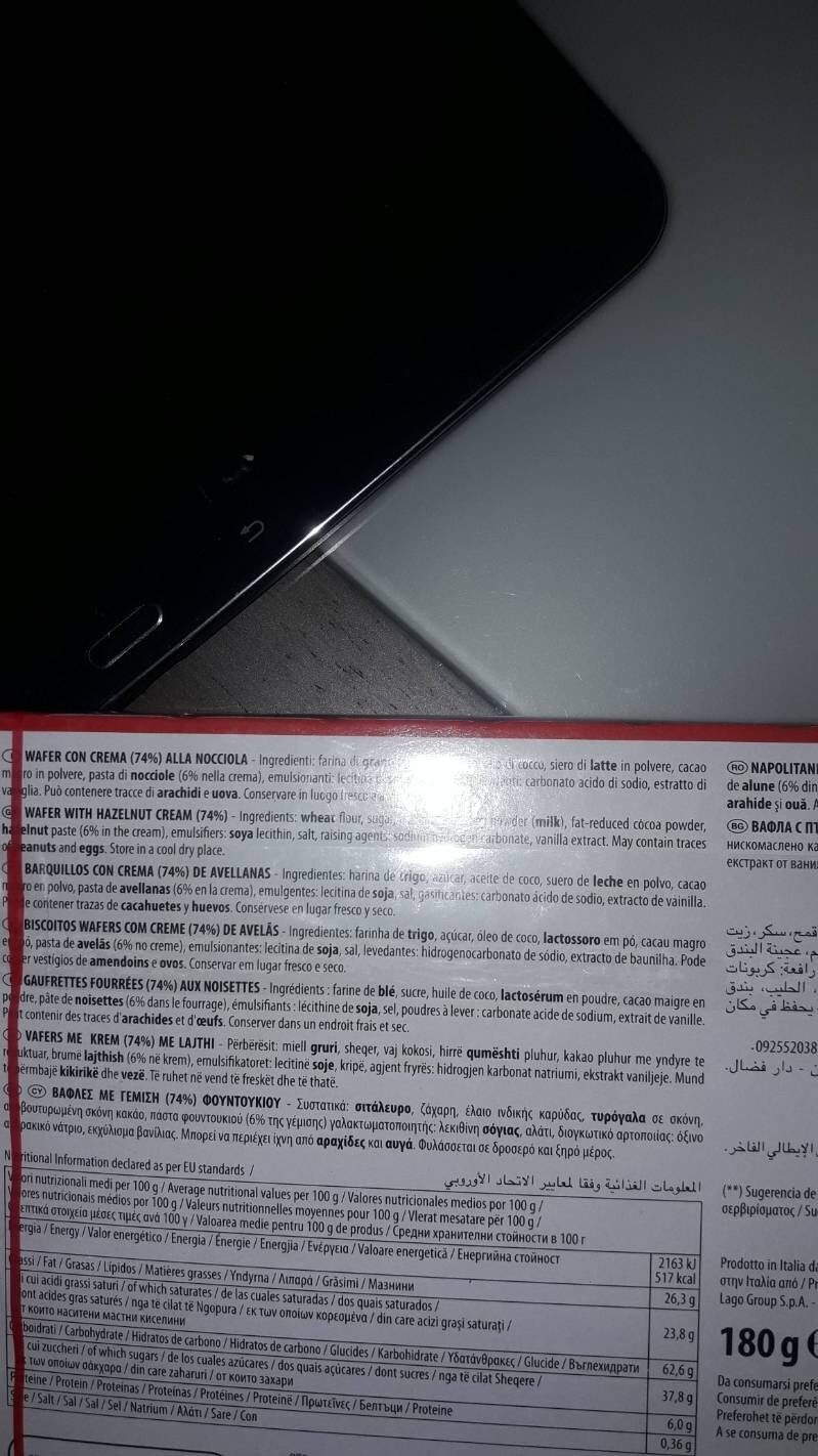 Foto da lista de ingredientes