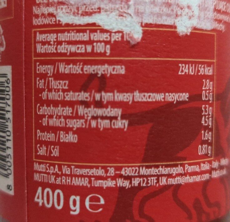 Foto da tabela nutricional