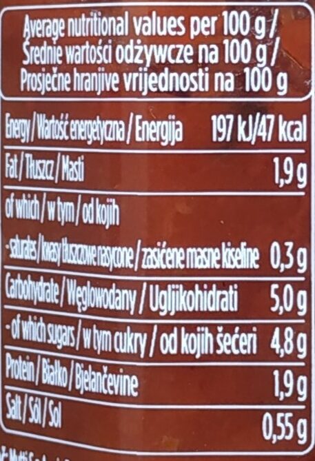 Foto da tabela nutricional