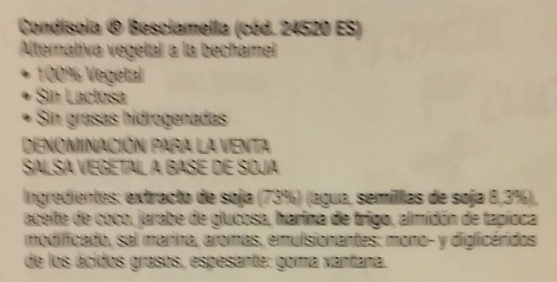 Foto da lista de ingredientes
