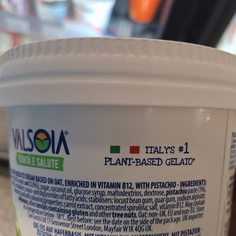 Foto da lista de ingredientes