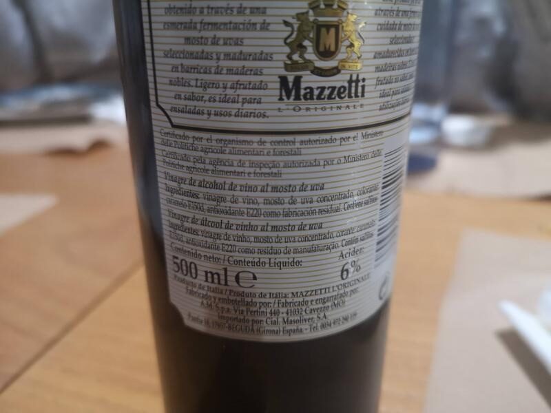 Foto da lista de ingredientes