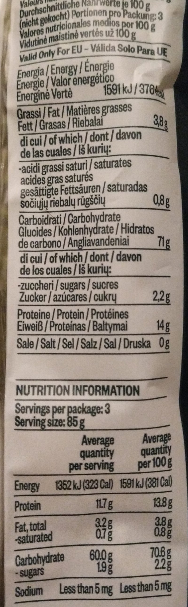 Foto da tabela nutricional