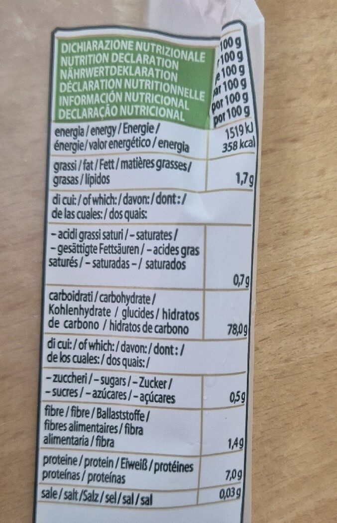 Foto da tabela nutricional