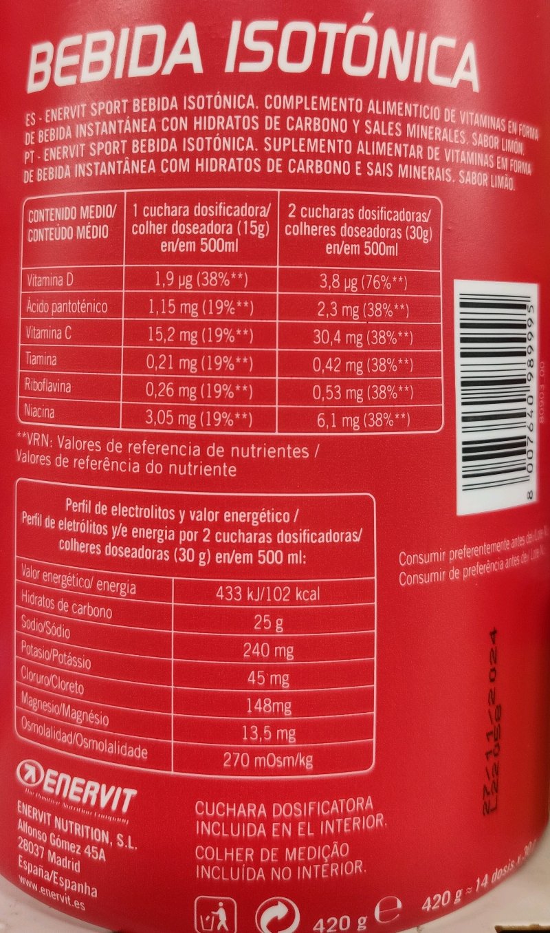 Foto da tabela nutricional