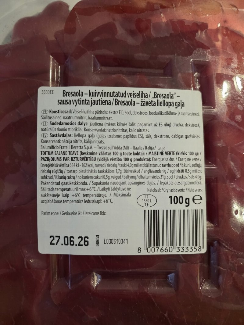 Foto da tabela nutricional