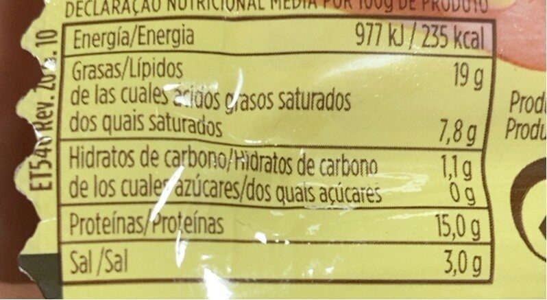 Foto da tabela nutricional