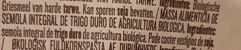 Foto da lista de ingredientes