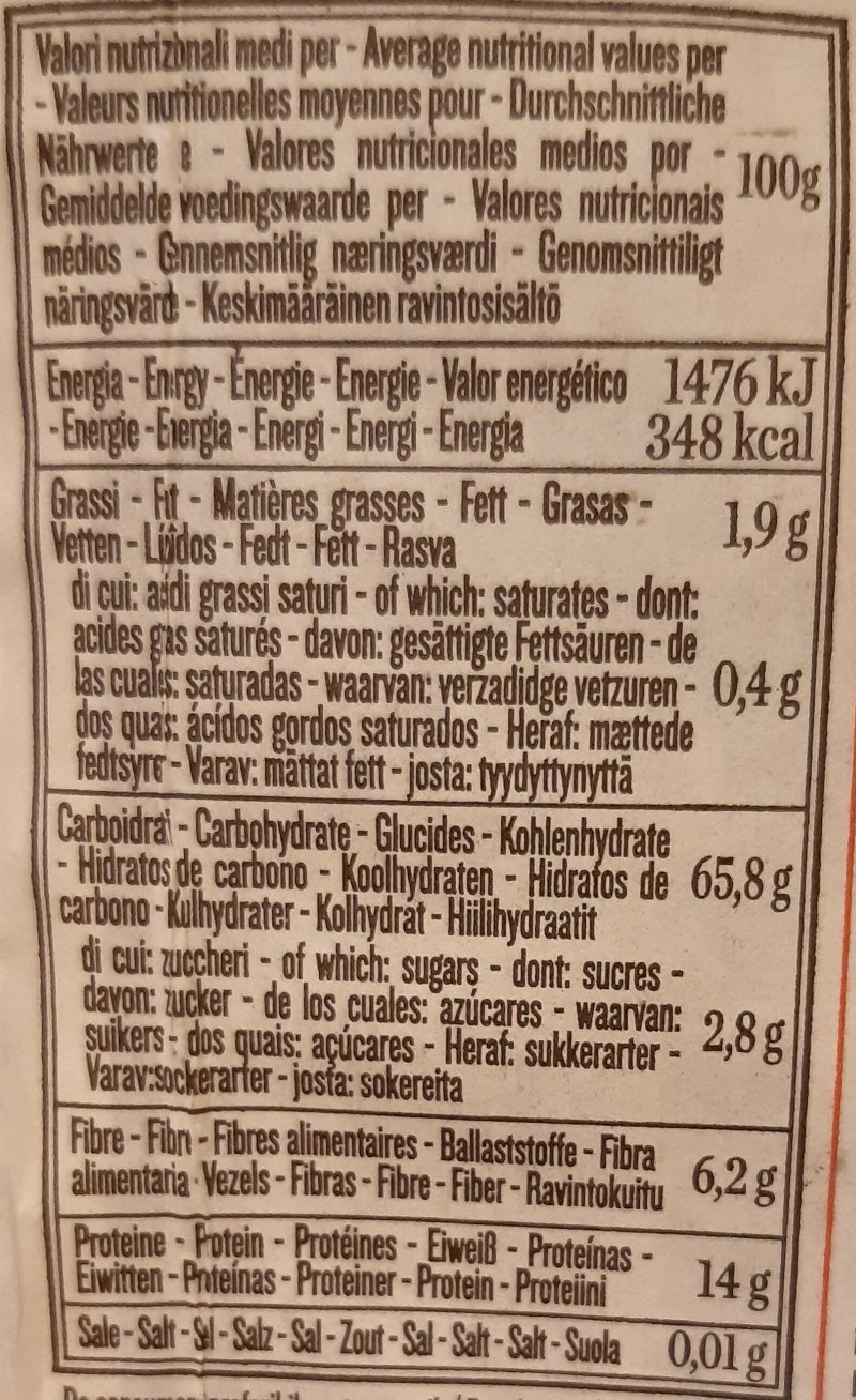 Foto da tabela nutricional