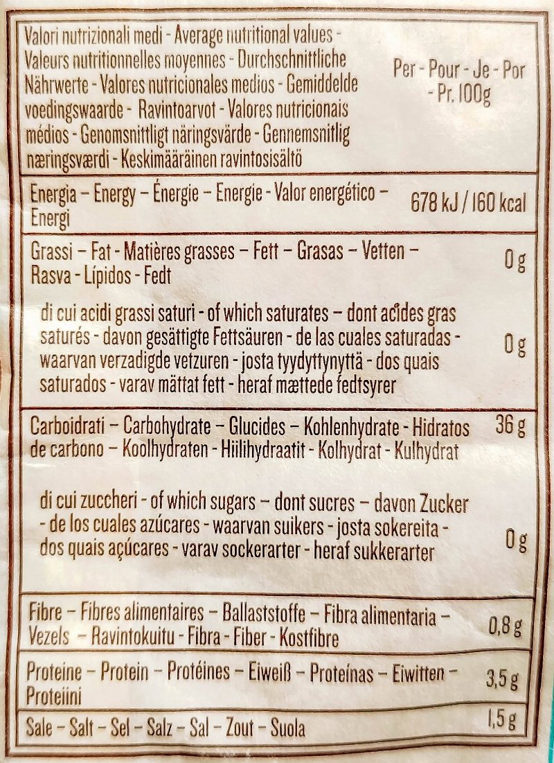 Foto da tabela nutricional