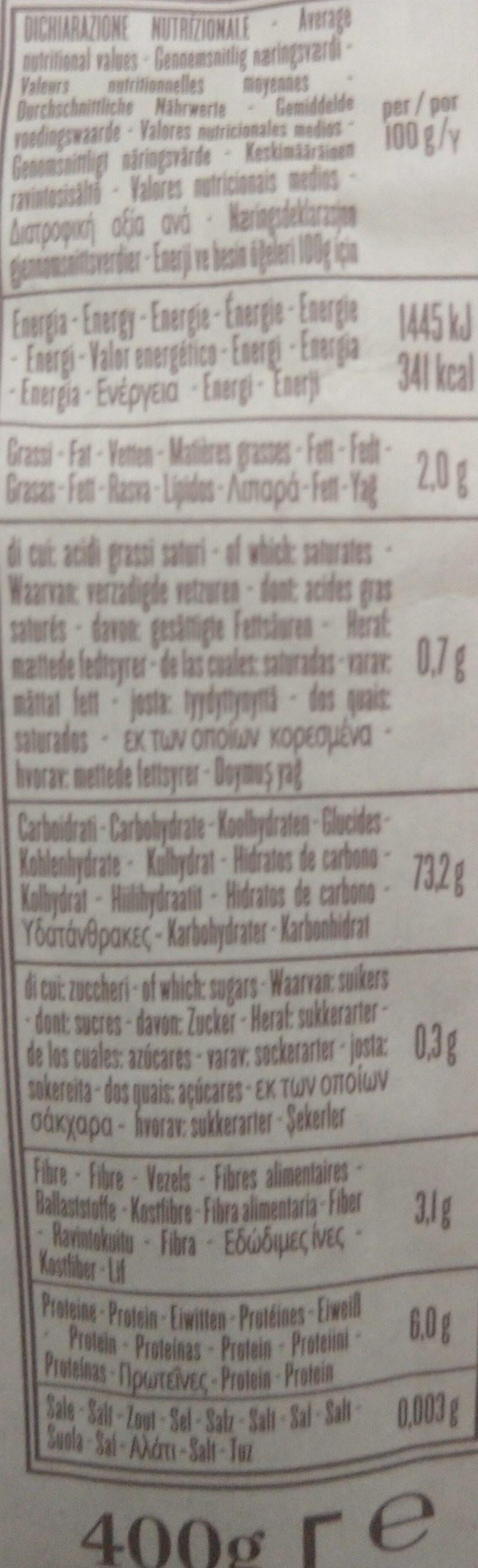 Foto da tabela nutricional