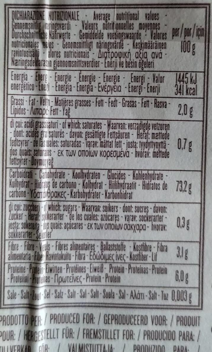 Foto da tabela nutricional