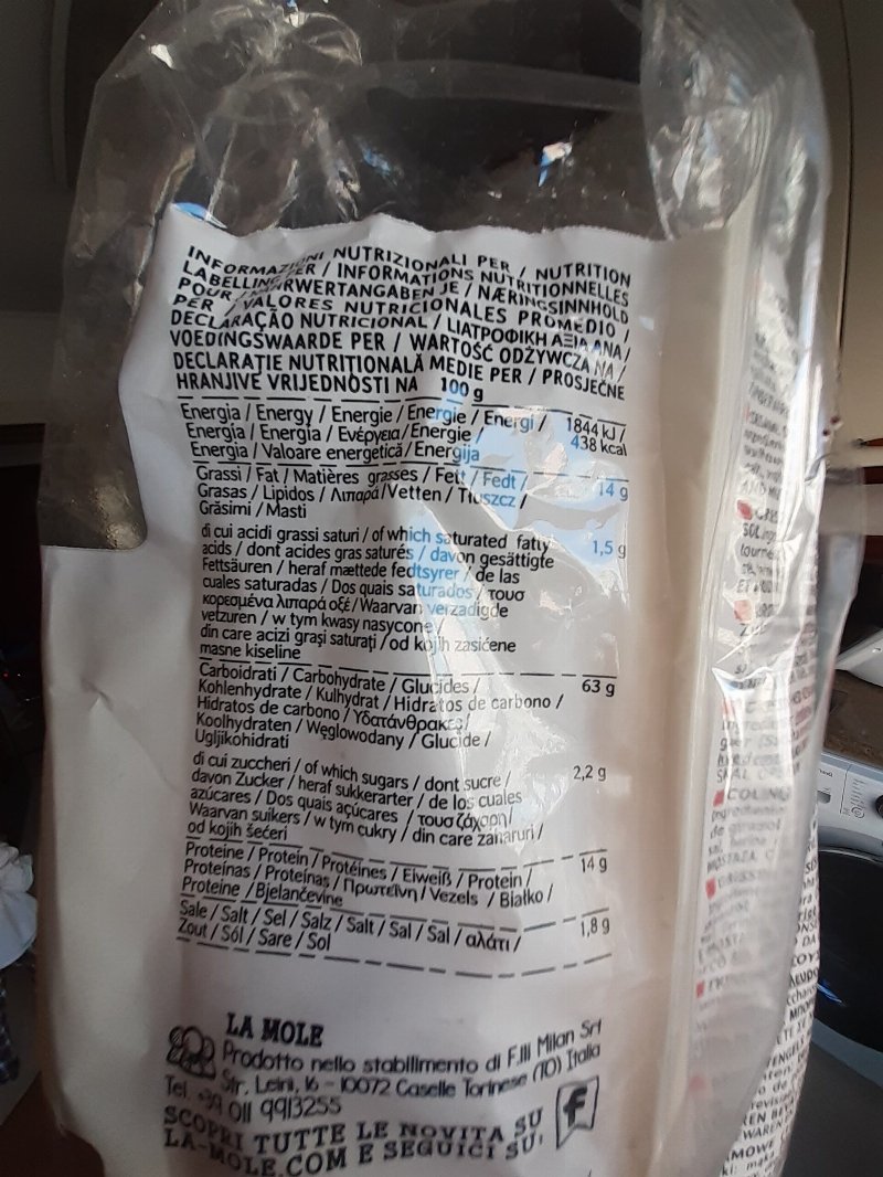 Foto da tabela nutricional