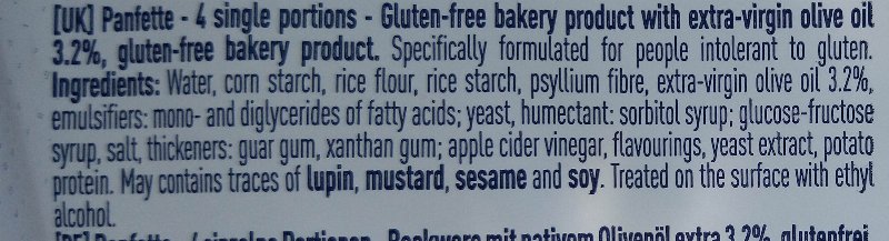 Foto da lista de ingredientes