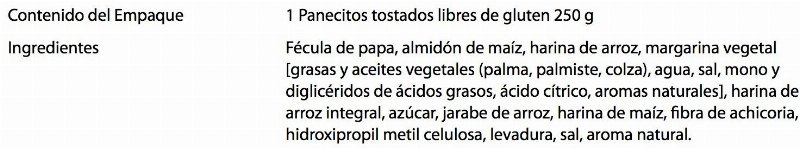 Foto da lista de ingredientes