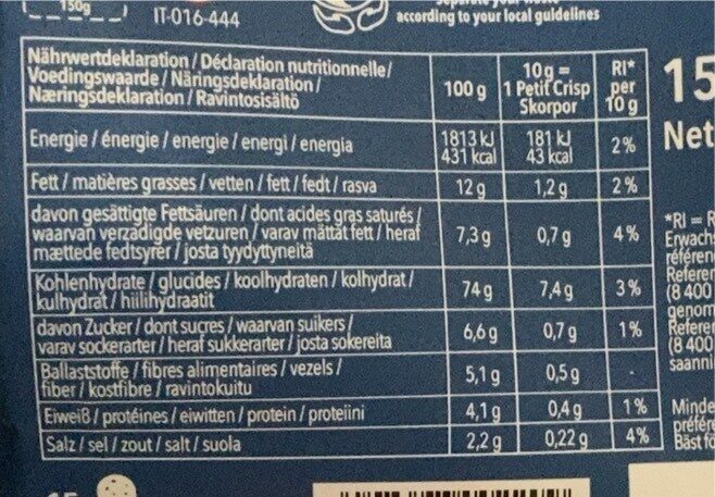 Foto da tabela nutricional