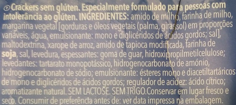 Foto da lista de ingredientes