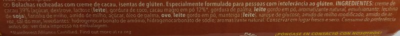 Foto da lista de ingredientes