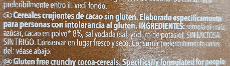 Foto da lista de ingredientes