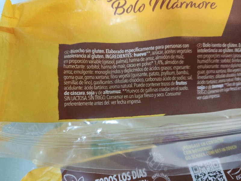 Foto da lista de ingredientes
