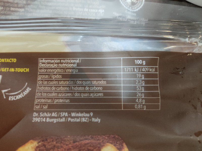 Foto da tabela nutricional
