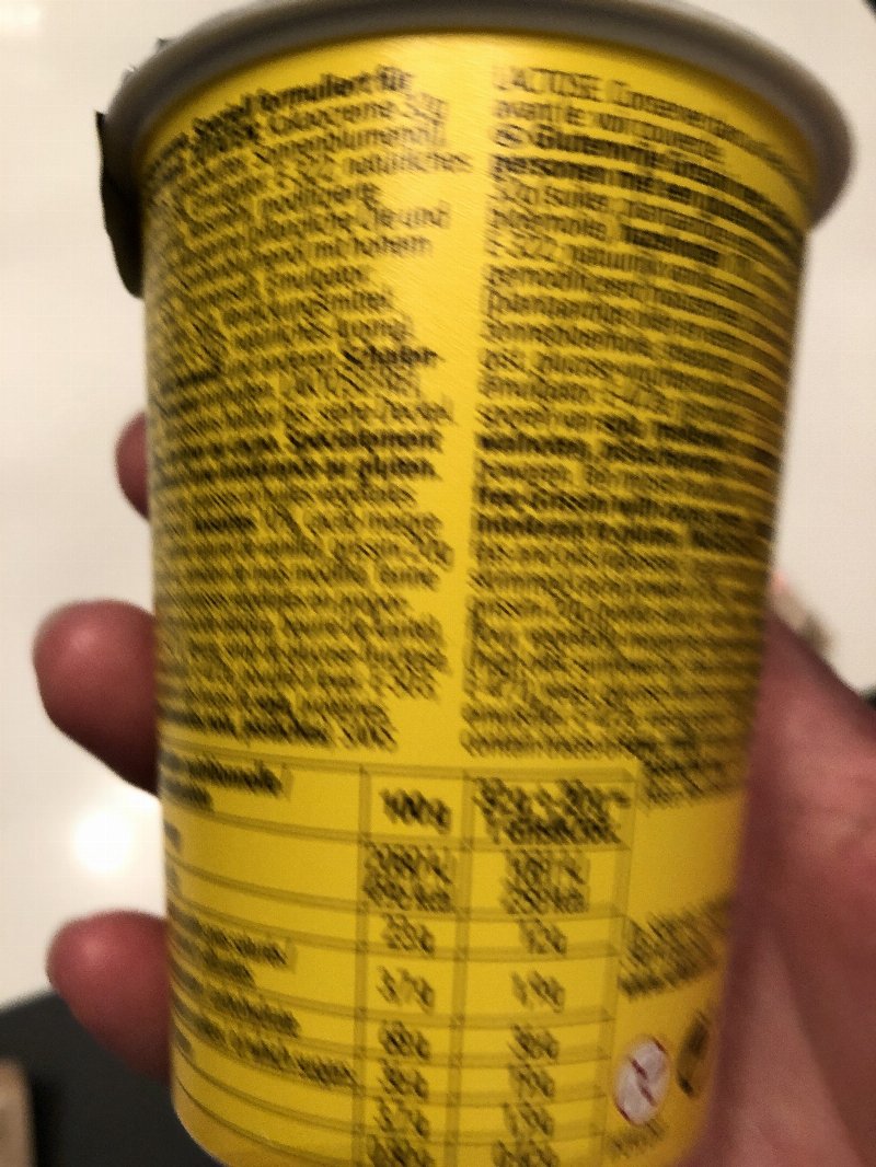 Foto da tabela nutricional