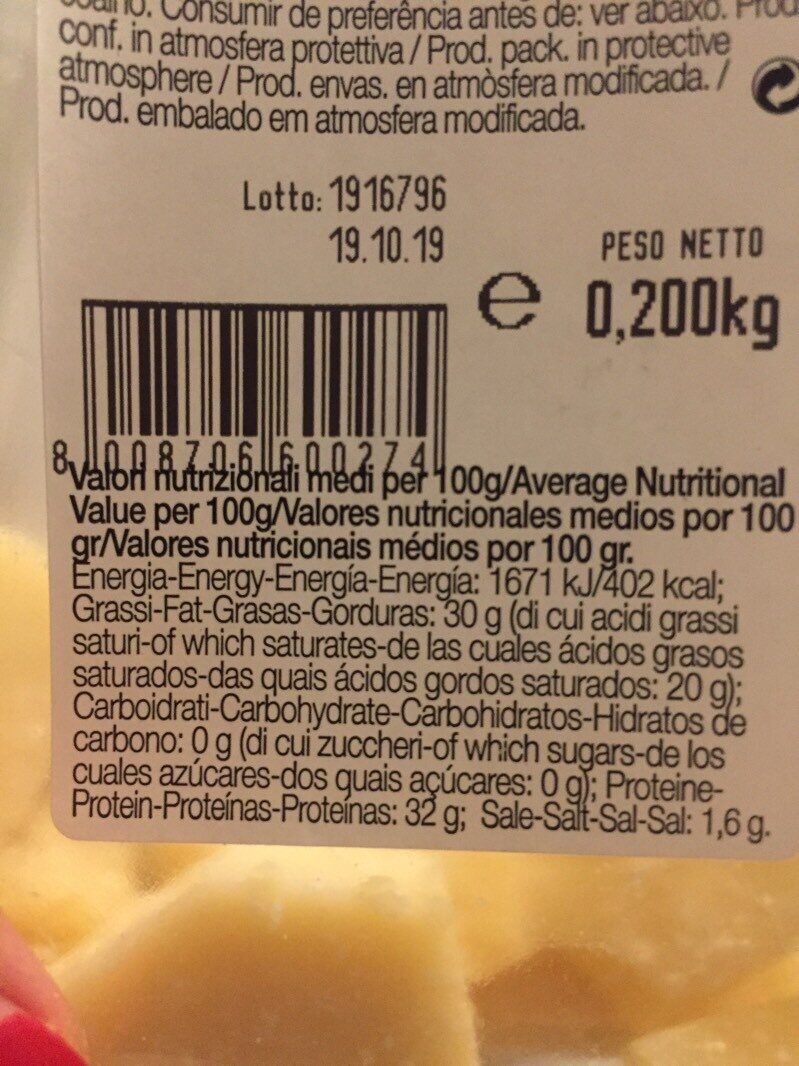 Foto da tabela nutricional