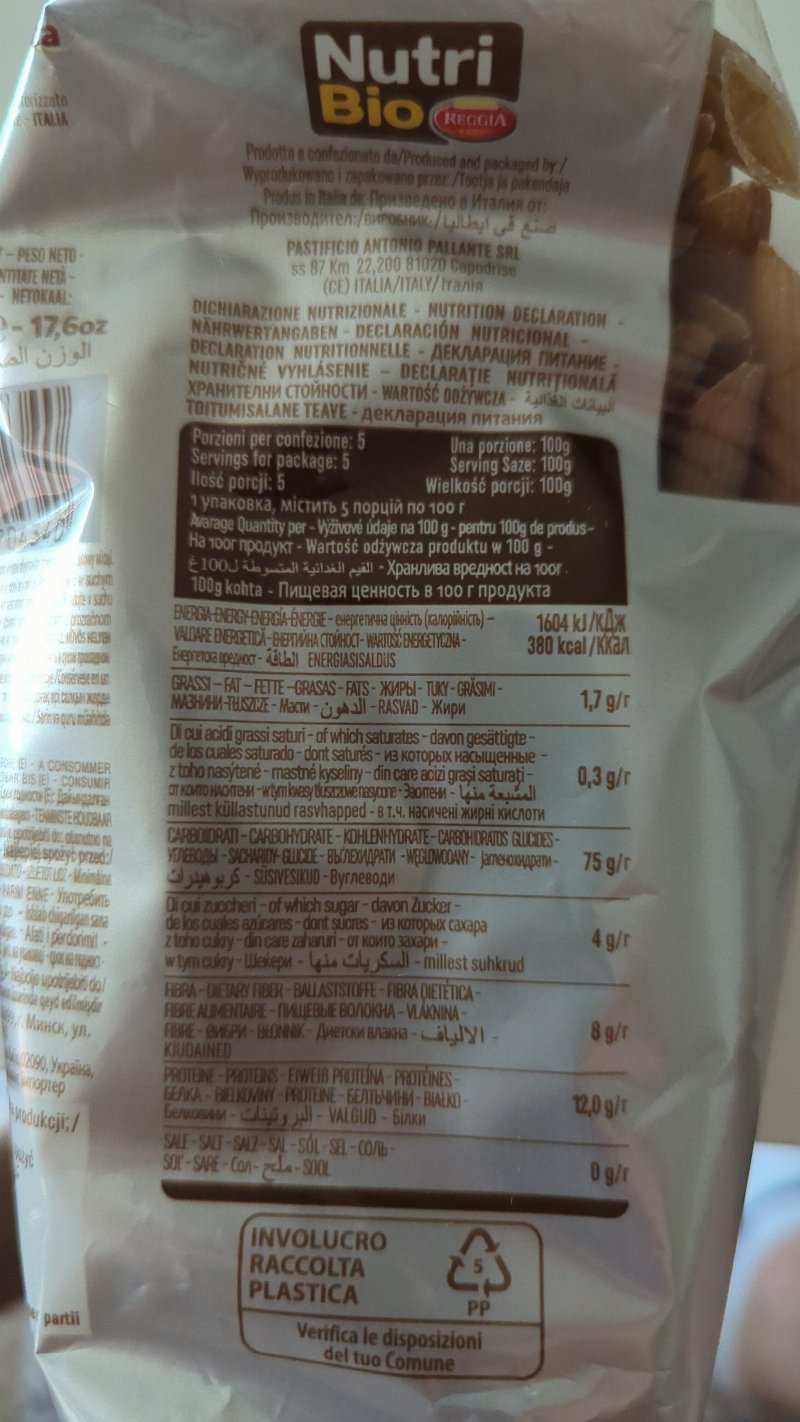 Foto da tabela nutricional