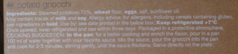 Foto da lista de ingredientes
