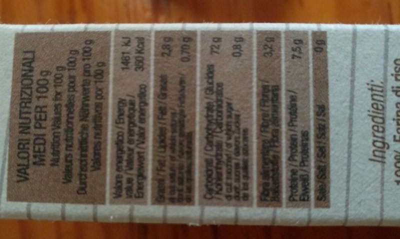 Foto da tabela nutricional