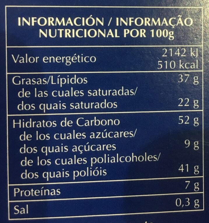 Foto da tabela nutricional