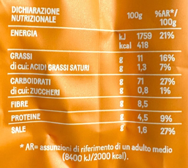 Foto da tabela nutricional